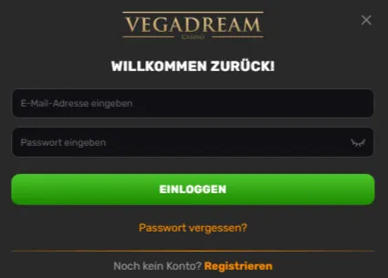 vegadream casino login